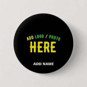 STYLISH MODERN CUSTOMIZABLE BLACK VERIFIED BRANDED 2 INCH ROUND BUTTON