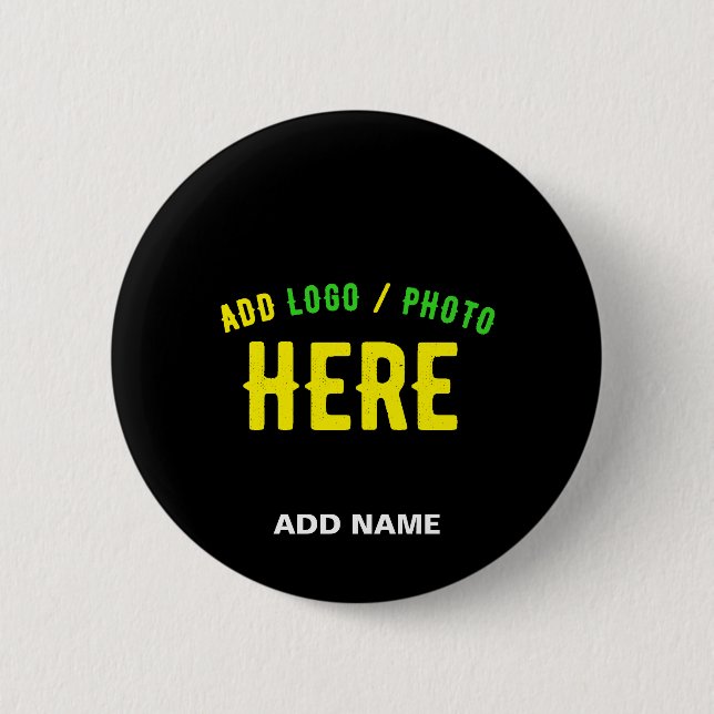 STYLISH MODERN CUSTOMIZABLE BLACK VERIFIED BRANDED 2 INCH ROUND BUTTON (Front)