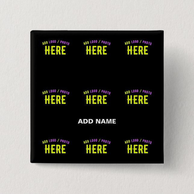 STYLISH MODERN CUSTOMIZABLE BLACK VERIFIED BRANDED 2 INCH SQUARE BUTTON (Front)