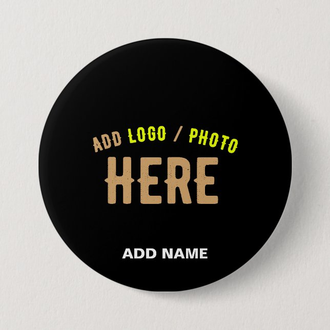 STYLISH MODERN CUSTOMIZABLE BLACK VERIFIED BRANDED 3 INCH ROUND BUTTON (Front)