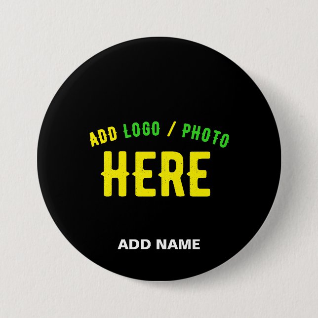STYLISH MODERN CUSTOMIZABLE BLACK VERIFIED BRANDED 3 INCH ROUND BUTTON (Front)