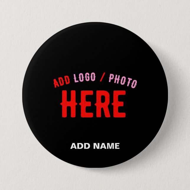 STYLISH MODERN CUSTOMIZABLE BLACK VERIFIED BRANDED 3 INCH ROUND BUTTON (Front)