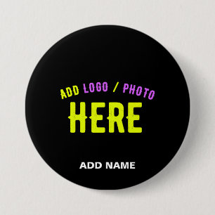STYLISH MODERN CUSTOMIZABLE BLACK VERIFIED BRANDED 3 INCH ROUND BUTTON