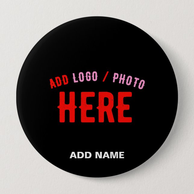 STYLISH MODERN CUSTOMIZABLE BLACK VERIFIED BRANDED 4 INCH ROUND BUTTON (Front)