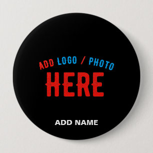 STYLISH MODERN CUSTOMIZABLE BLACK VERIFIED BRANDED 4 INCH ROUND BUTTON