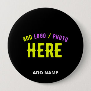 STYLISH MODERN CUSTOMIZABLE BLACK VERIFIED BRANDED 4 INCH ROUND BUTTON