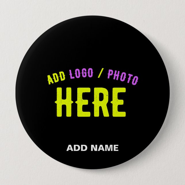 STYLISH MODERN CUSTOMIZABLE BLACK VERIFIED BRANDED 4 INCH ROUND BUTTON (Front)