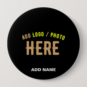 STYLISH MODERN CUSTOMIZABLE BLACK VERIFIED BRANDED 4 INCH ROUND BUTTON