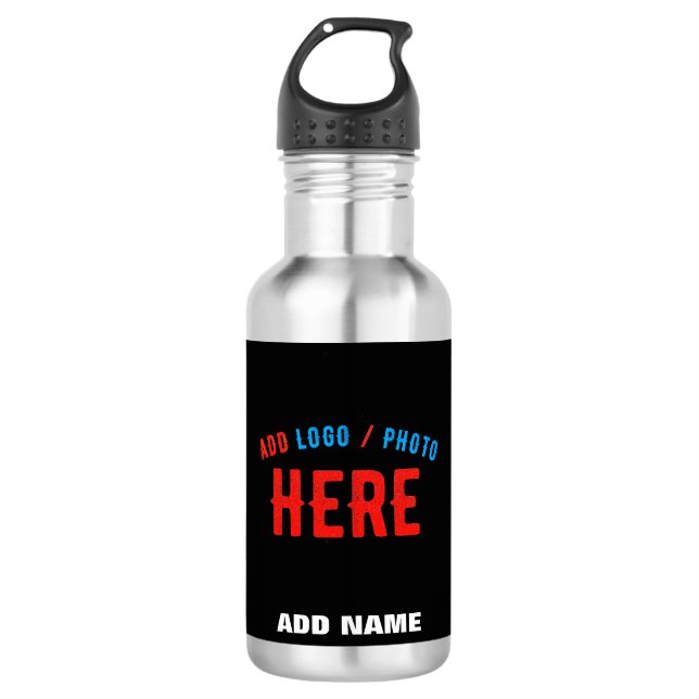 STYLISH MODERN CUSTOMIZABLE BLACK VERIFIED BRANDED 532 ML WATER BOTTLE (Front)