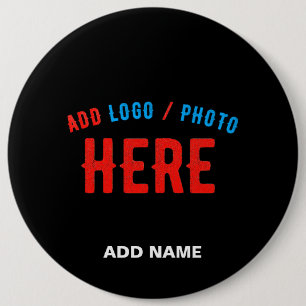 STYLISH MODERN CUSTOMIZABLE BLACK VERIFIED BRANDED 6 INCH ROUND BUTTON