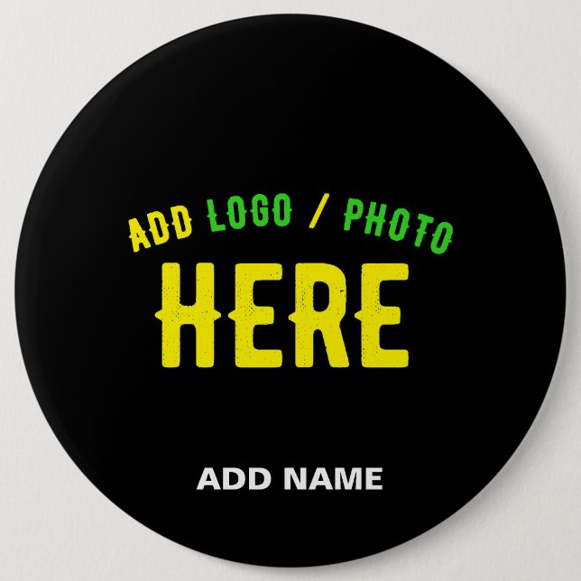 STYLISH MODERN CUSTOMIZABLE BLACK VERIFIED BRANDED 6 INCH ROUND BUTTON (Front)