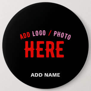 STYLISH MODERN CUSTOMIZABLE BLACK VERIFIED BRANDED 6 INCH ROUND BUTTON