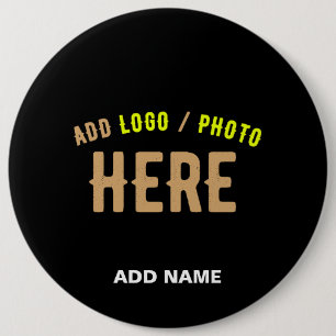 STYLISH MODERN CUSTOMIZABLE BLACK VERIFIED BRANDED 6 INCH ROUND BUTTON