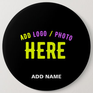STYLISH MODERN CUSTOMIZABLE BLACK VERIFIED BRANDED 6 INCH ROUND BUTTON