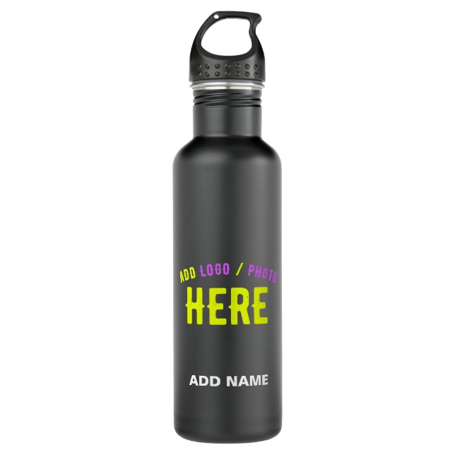 STYLISH MODERN CUSTOMIZABLE BLACK VERIFIED BRANDED 710 ML WATER BOTTLE (Front)