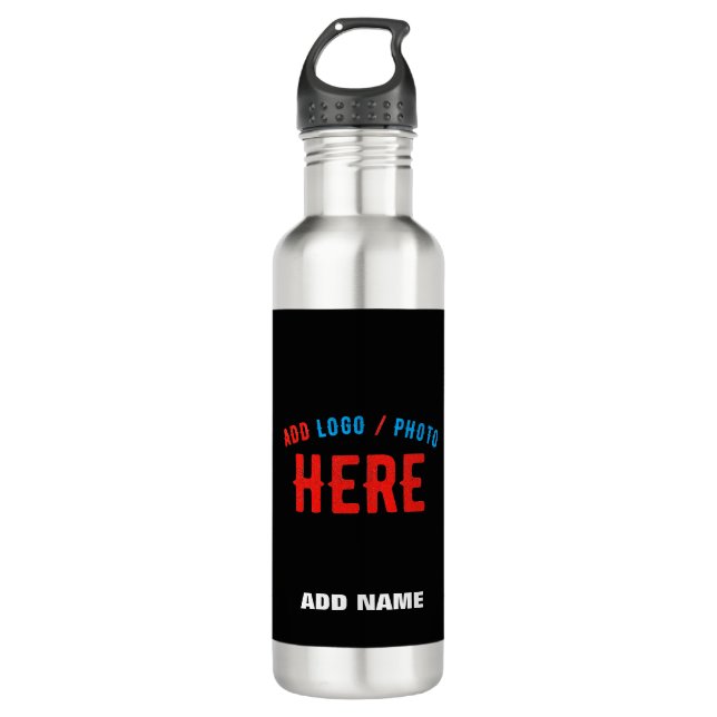 STYLISH MODERN CUSTOMIZABLE BLACK VERIFIED BRANDED 710 ML WATER BOTTLE (Front)