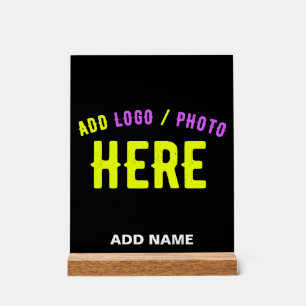STYLISH MODERN CUSTOMIZABLE BLACK VERIFIED BRANDED ACRYLIC SIGN