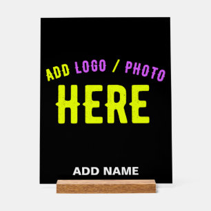 STYLISH MODERN CUSTOMIZABLE BLACK VERIFIED BRANDED ACRYLIC SIGN
