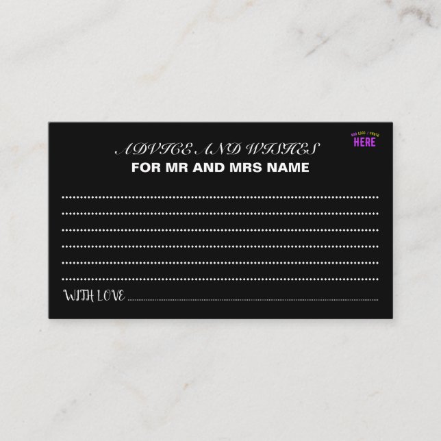 STYLISH MODERN CUSTOMIZABLE BLACK VERIFIED BRANDED ADVICE CARD (Front)