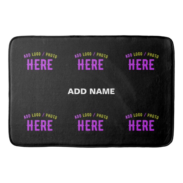 STYLISH MODERN CUSTOMIZABLE BLACK VERIFIED BRANDED BATH MAT (Front)