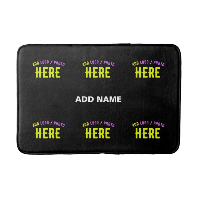 STYLISH MODERN CUSTOMIZABLE BLACK VERIFIED BRANDED BATH MAT (Front)