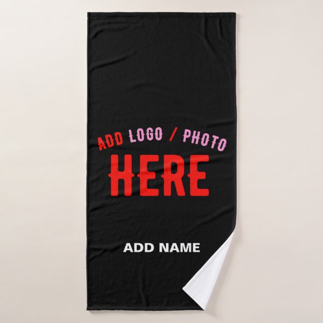 STYLISH MODERN CUSTOMIZABLE BLACK VERIFIED BRANDED BATH TOWEL (Bath Towel)