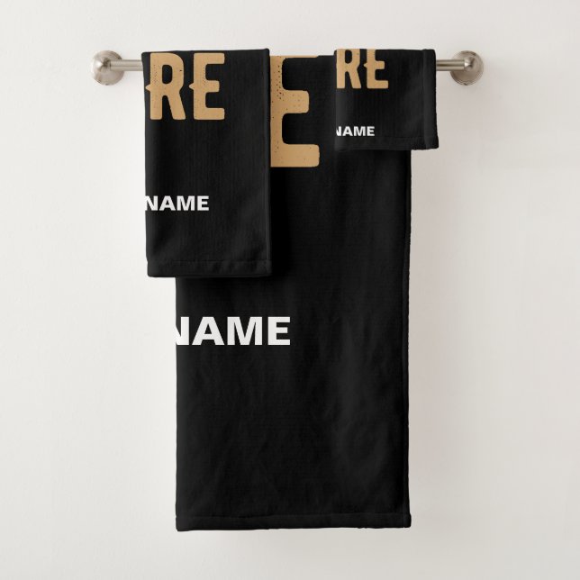 STYLISH MODERN CUSTOMIZABLE BLACK VERIFIED BRANDED BATH TOWEL SET (Insitu)