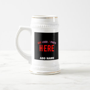 STYLISH MODERN CUSTOMIZABLE BLACK VERIFIED BRANDED BEER STEIN