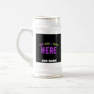 STYLISH MODERN CUSTOMIZABLE BLACK VERIFIED BRANDED BEER STEIN