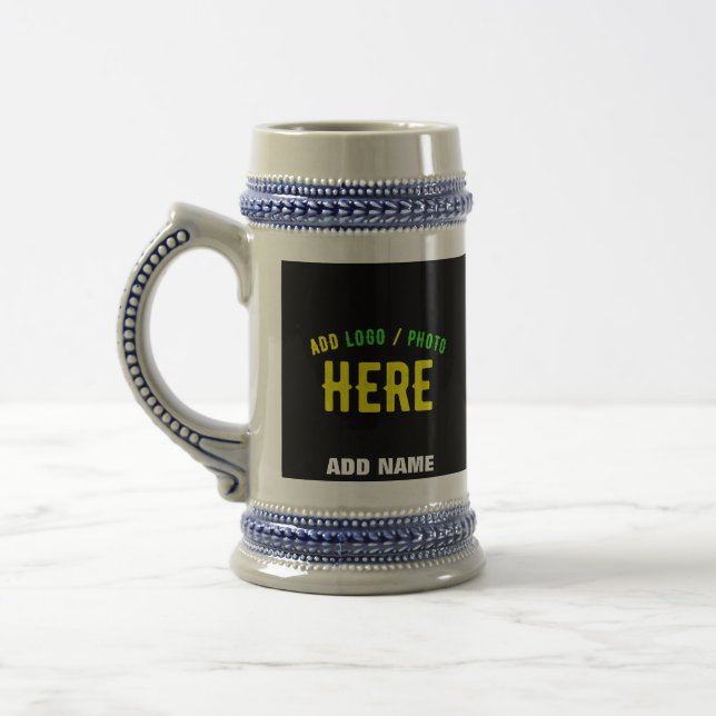 STYLISH MODERN CUSTOMIZABLE BLACK VERIFIED BRANDED BEER STEIN (Left)