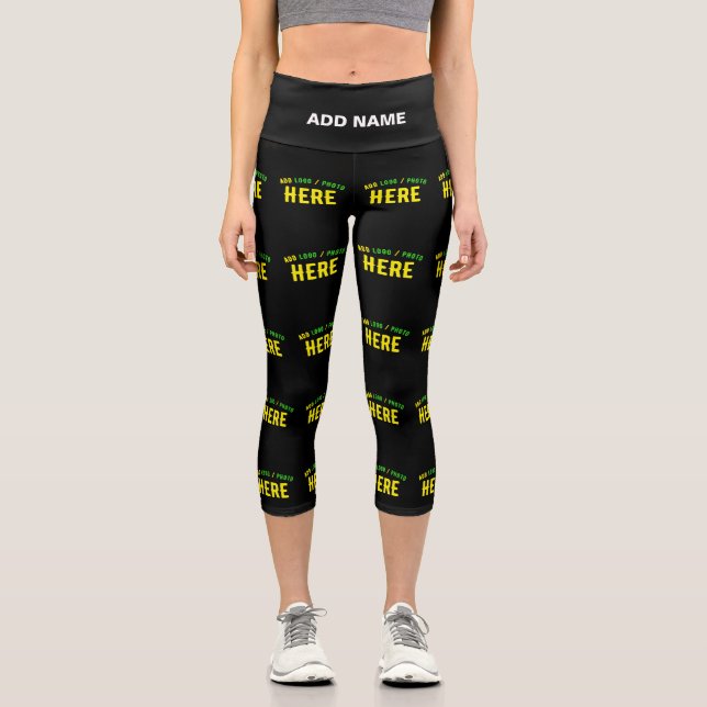 STYLISH MODERN CUSTOMIZABLE BLACK VERIFIED BRANDED CAPRI LEGGINGS (Front)