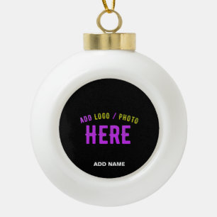 STYLISH MODERN CUSTOMIZABLE BLACK VERIFIED BRANDED CERAMIC BALL CHRISTMAS ORNAMENT