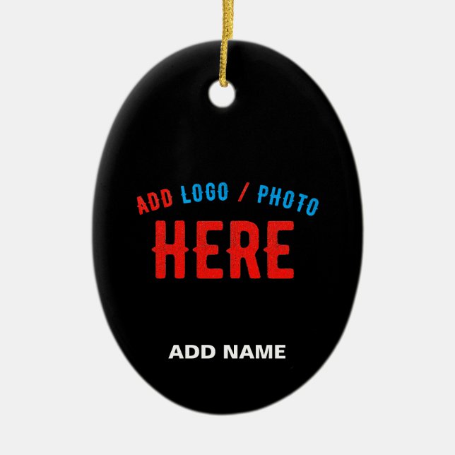 STYLISH MODERN CUSTOMIZABLE BLACK VERIFIED BRANDED CERAMIC ORNAMENT (Front)