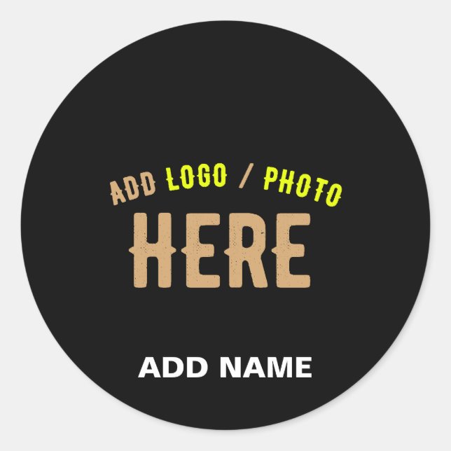 STYLISH MODERN CUSTOMIZABLE BLACK VERIFIED BRANDED CLASSIC ROUND STICKER (Front)