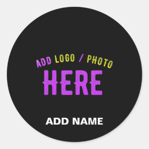 STYLISH MODERN CUSTOMIZABLE BLACK VERIFIED BRANDED CLASSIC ROUND STICKER