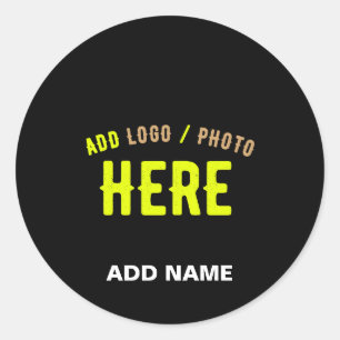 STYLISH MODERN CUSTOMIZABLE BLACK VERIFIED BRANDED CLASSIC ROUND STICKER