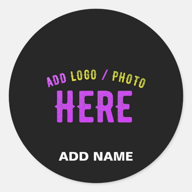 STYLISH MODERN CUSTOMIZABLE BLACK VERIFIED BRANDED CLASSIC ROUND STICKER (Front)
