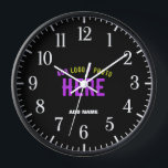 STYLISH MODERN CUSTOMIZABLE BLACK VERIFIED BRANDED CLOCK<br><div class="desc">THIS IS A DESIGN FITTING FOR EVERYONE.YOU CAN CHANGE, RESIZE OR ADD LOGO, PHOTO, TEXT AND COLOURS THE WAY YOU LIKE.THANK YOU.</div>