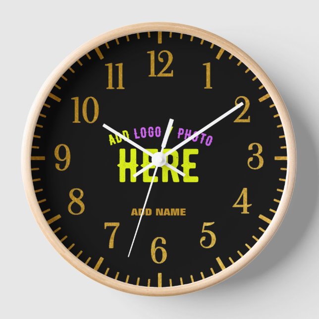 STYLISH MODERN CUSTOMIZABLE BLACK VERIFIED BRANDED CLOCK (Front)