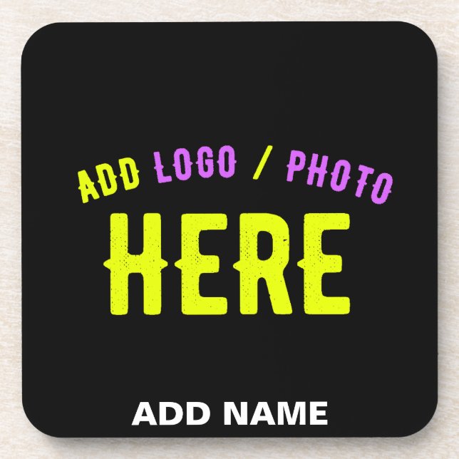 STYLISH MODERN CUSTOMIZABLE BLACK VERIFIED BRANDED COASTER (Front)