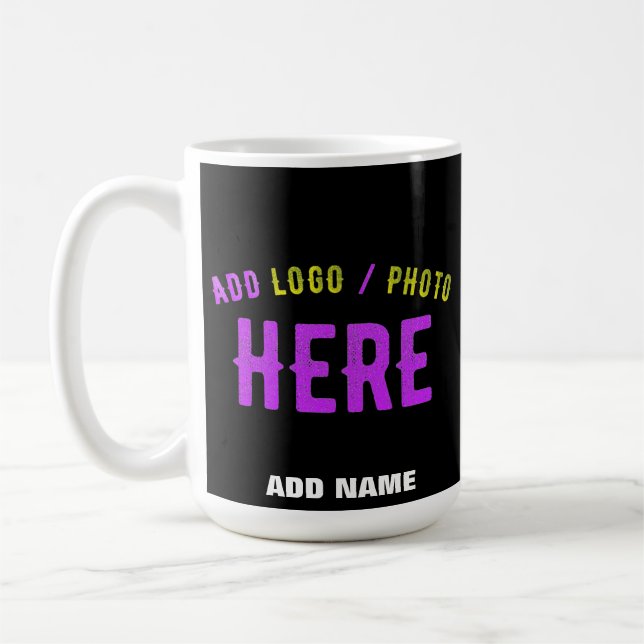 STYLISH MODERN CUSTOMIZABLE BLACK VERIFIED BRANDED COFFEE MUG (Left)