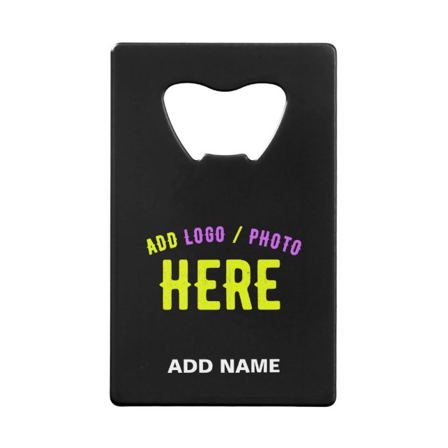 STYLISH MODERN CUSTOMIZABLE BLACK VERIFIED BRANDED CREDIT CARD BOTTLE OPENER (Front)