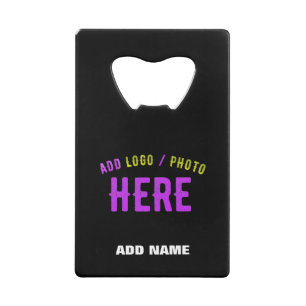 STYLISH MODERN CUSTOMIZABLE BLACK VERIFIED BRANDED CREDIT CARD BOTTLE OPENER
