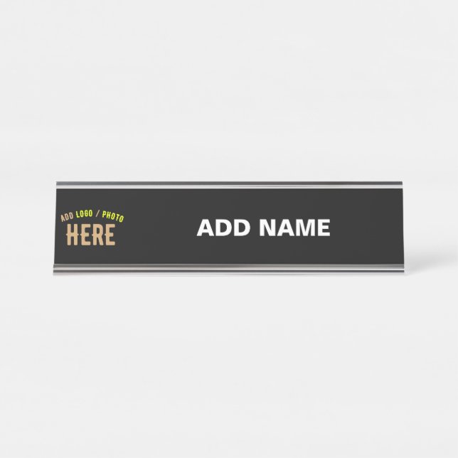 STYLISH MODERN CUSTOMIZABLE BLACK VERIFIED BRANDED DESK NAME PLATE (Front)