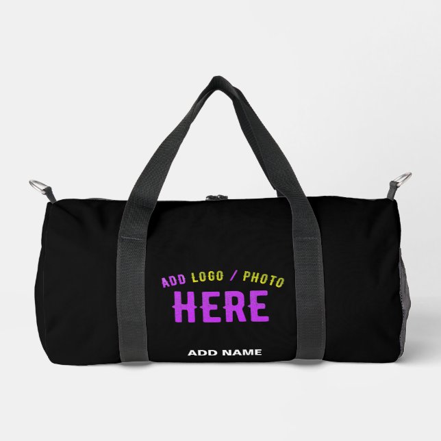 STYLISH MODERN CUSTOMIZABLE BLACK VERIFIED BRANDED DUFFLE BAG (Front)