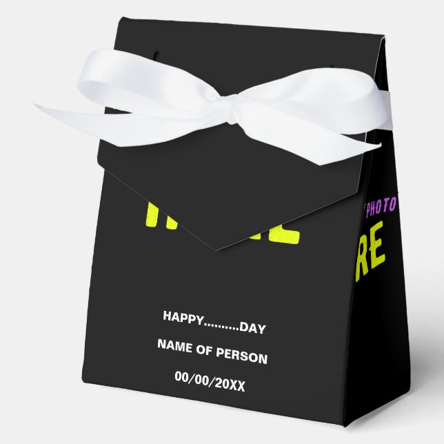 STYLISH MODERN CUSTOMIZABLE BLACK VERIFIED BRANDED FAVOR BOX (Front)