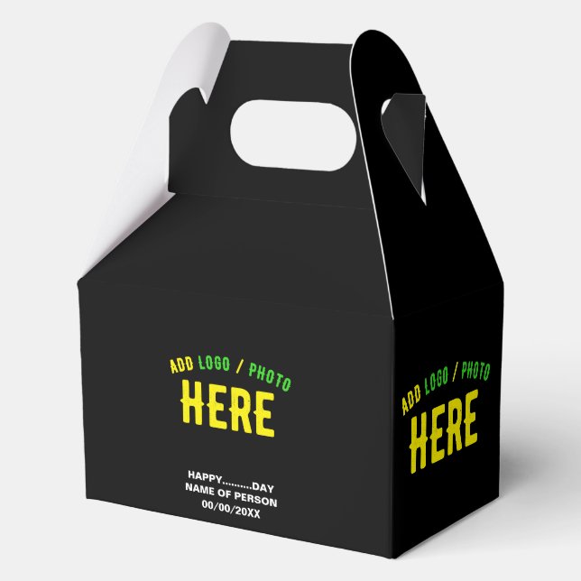 STYLISH MODERN CUSTOMIZABLE BLACK VERIFIED BRANDED FAVOR BOX (Front)