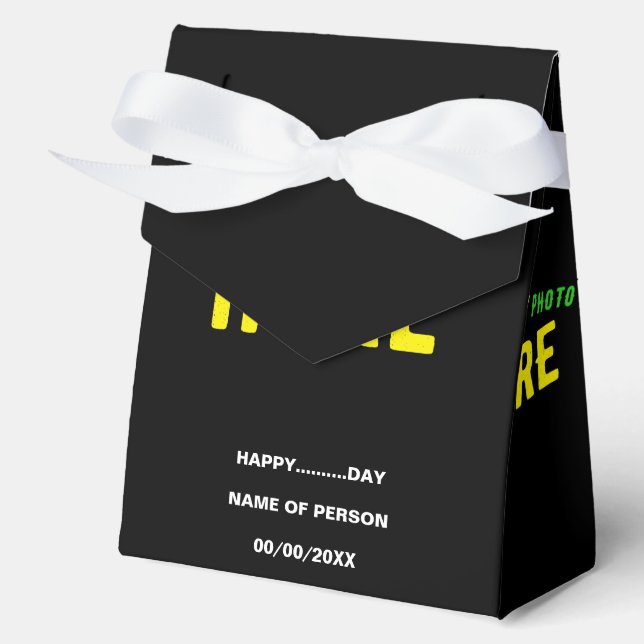 STYLISH MODERN CUSTOMIZABLE BLACK VERIFIED BRANDED FAVOR BOX (Front)