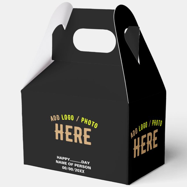 STYLISH MODERN CUSTOMIZABLE BLACK VERIFIED BRANDED FAVOR BOX (Front)