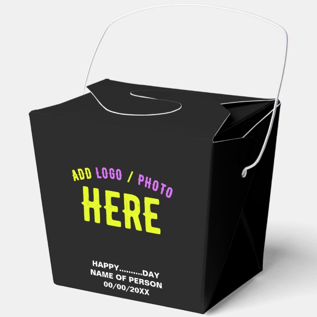 STYLISH MODERN CUSTOMIZABLE BLACK VERIFIED BRANDED FAVOR BOX (Front)